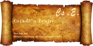 Csikós Ervin névjegykártya